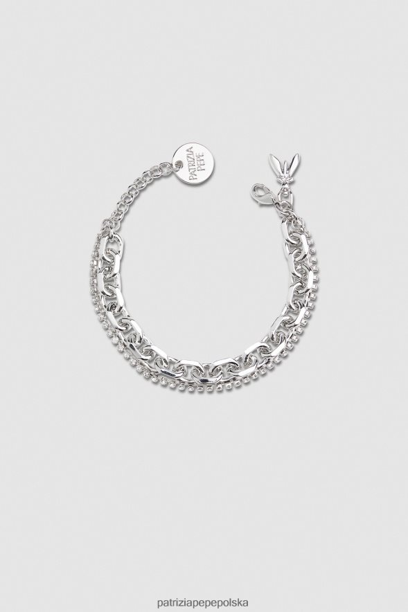 akcesorium Patrizia Pepe srebro/kryształ kobiety Bransoletka z mosiądzu i szkła 866488954