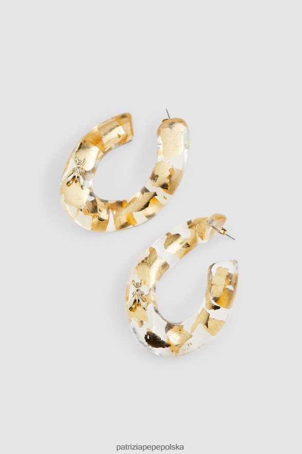 akcesorium Patrizia Pepe przezroczysty i złoty kobiety Złote kolczyki w kształcie dużych łańcuszków w kształcie liści 866488945