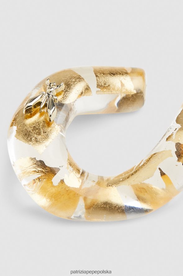 akcesorium Patrizia Pepe przezroczysty i złoty kobiety Złote kolczyki w kształcie dużych łańcuszków w kształcie liści 866488945