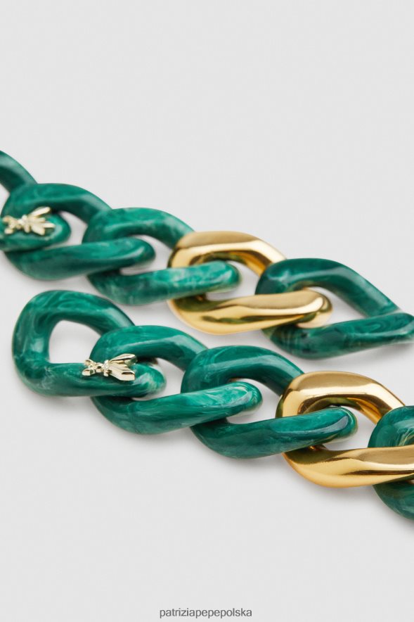 akcesorium Patrizia Pepe zielone złoto kobiety Kolczyki maxi na łańcuszku w kolorze złota i marmuru 866488949