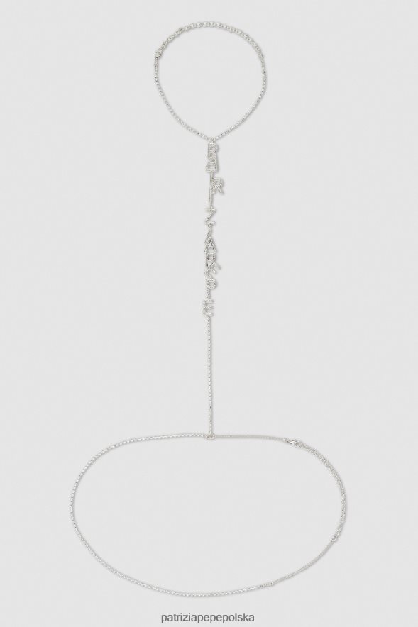 akcesorium Patrizia Pepe srebro/kryształ kobiety Naszyjnik w kształcie paska ze strasami i mosiądzem 866488904