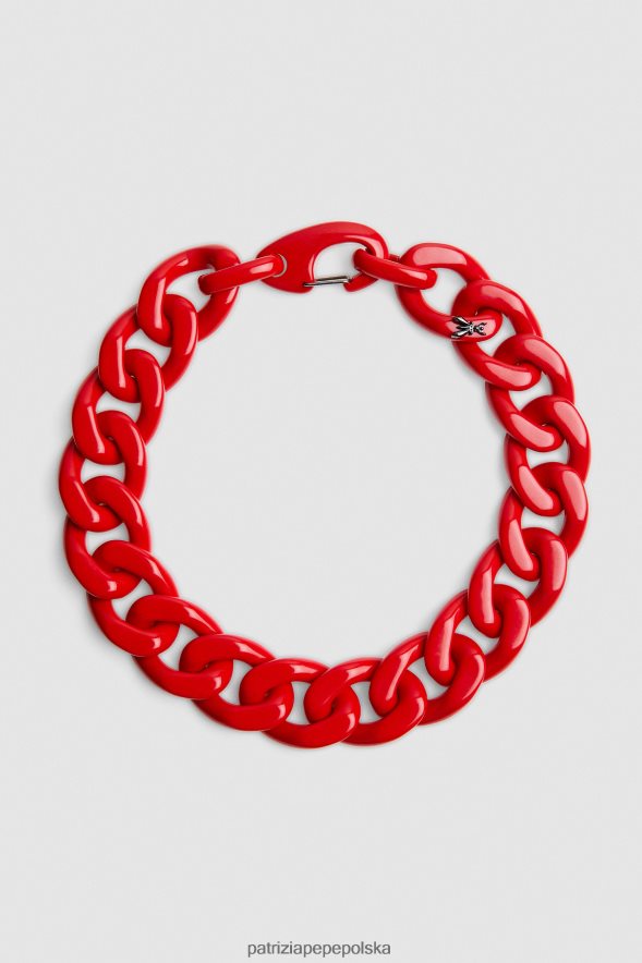 akcesorium Patrizia Pepe wyścigowa czerwień kobiety Naszyjnik z łańcuszka maxi z plexi 866488898