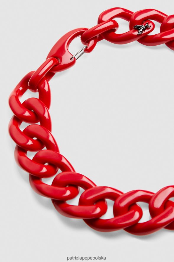 akcesorium Patrizia Pepe wyścigowa czerwień kobiety Naszyjnik z łańcuszka maxi z plexi 866488898