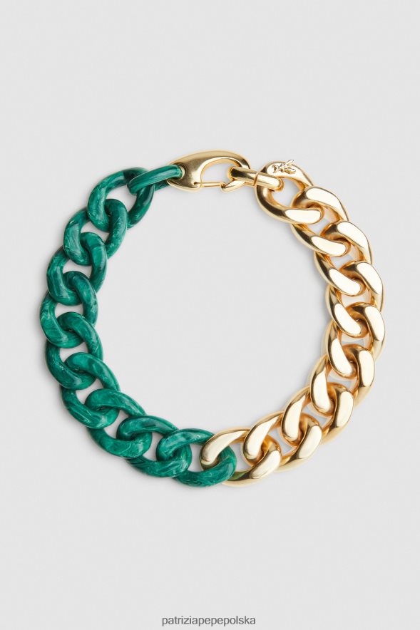 akcesorium Patrizia Pepe zielone złoto kobiety Naszyjnik maxi na łańcuszku w kolorze złota i marmuru 866488948
