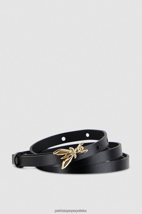 akcesorium Patrizia Pepe Nero kobiety skórzany pasek z niską talią 866488979
