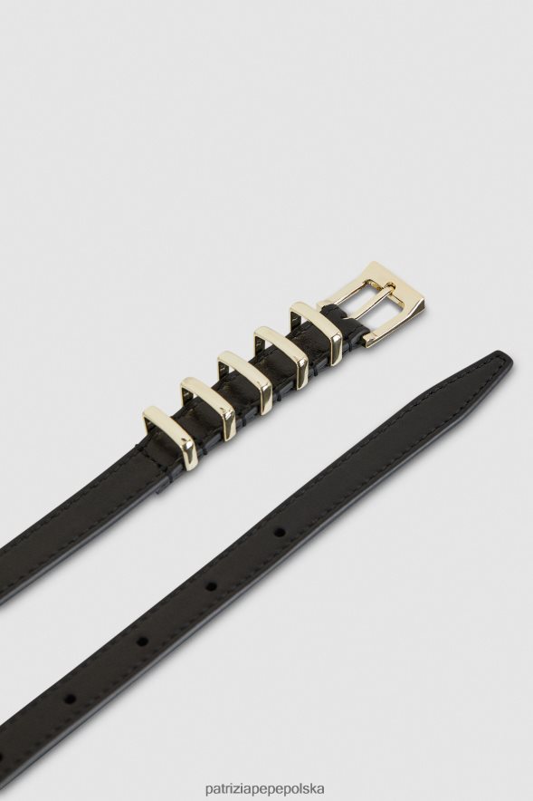akcesorium Patrizia Pepe Nero kobiety skórzany pasek z niskim stanem 866488974