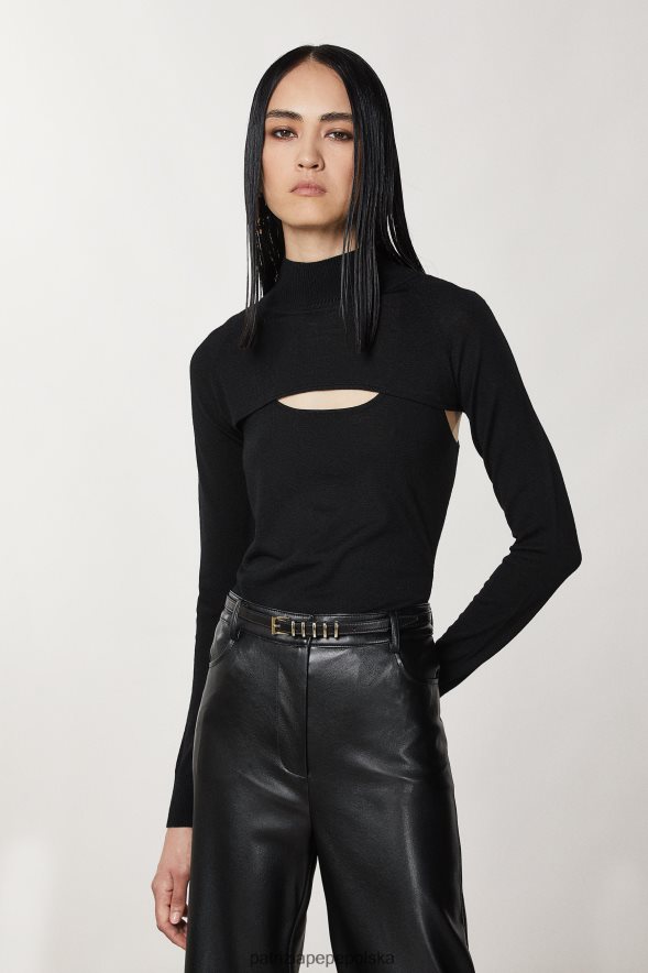 akcesorium Patrizia Pepe Nero kobiety skórzany pasek z niskim stanem 866488974