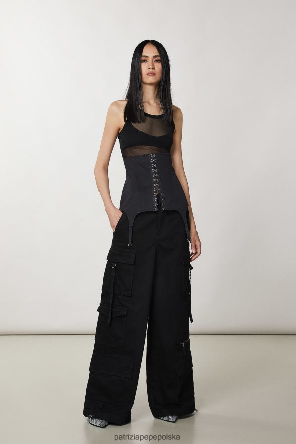 akcesorium Patrizia Pepe Nero kobiety stanik gabardynowy 866488960