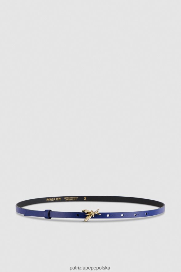 akcesorium Patrizia Pepe migać na niebiesko kobiety skórzany pasek z niską talią 866488980