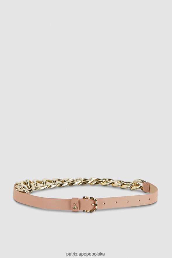 akcesorium Patrizia Pepe różowa ciemna skóra kobiety złoty pasek maxi na łańcuszku 866488988