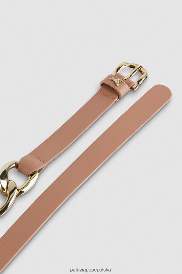 akcesorium Patrizia Pepe różowa ciemna skóra kobiety złoty pasek maxi na łańcuszku 866488988