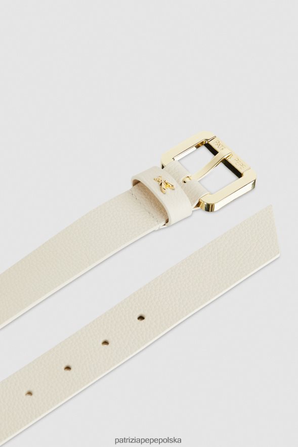 akcesorium Patrizia Pepe złamana biel kobiety Pasek z niską talią ozdobiony sprzączką rolkową 866488972