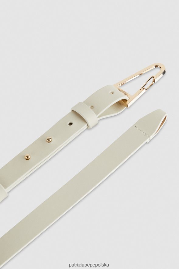 akcesorium Patrizia Pepe złamana biel kobiety pasek z metalowymi detalami 866488976