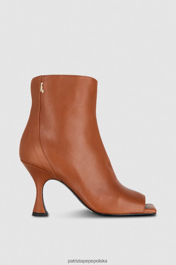 obuwie Patrizia Pepe nowe cuoio kobiety kwadratowe skórzane botki 866488876