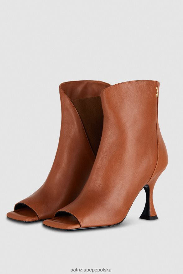 obuwie Patrizia Pepe nowe cuoio kobiety kwadratowe skórzane botki 866488876