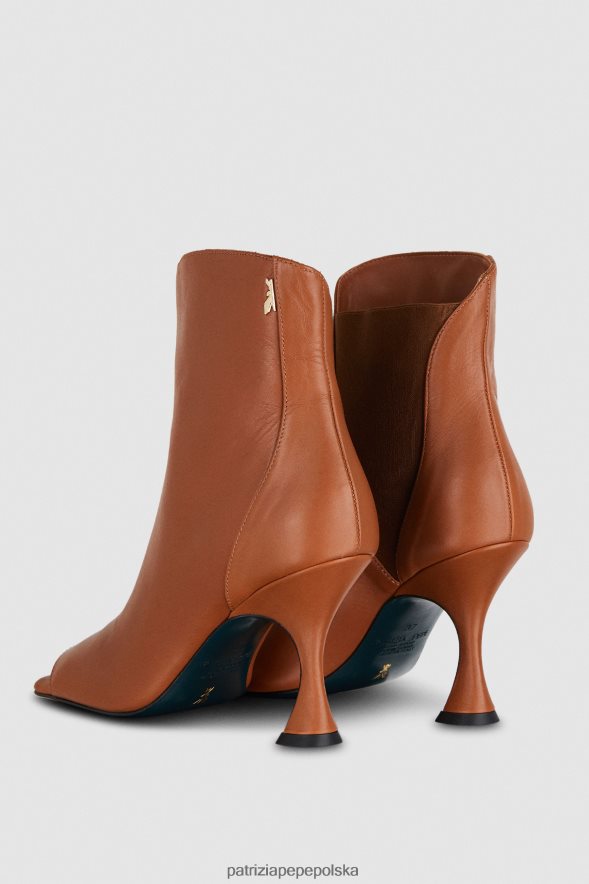 obuwie Patrizia Pepe nowe cuoio kobiety kwadratowe skórzane botki 866488876