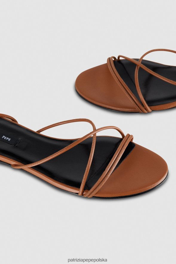 obuwie Patrizia Pepe nowe cuoio kobiety niezbędne płaskie sandały 866488828