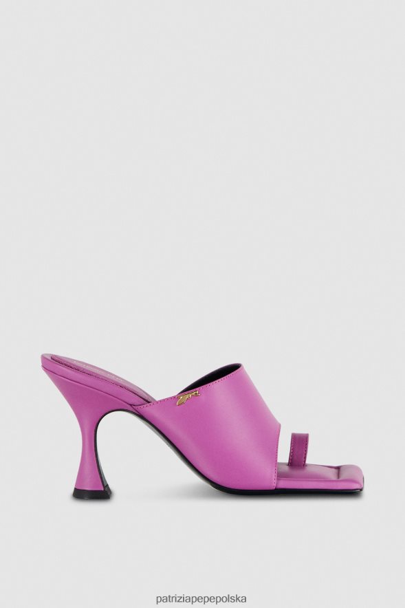 obuwie Patrizia Pepe orchidea fioletowa kobiety Sabotowe kwadratowe skórzane sandały 866488874