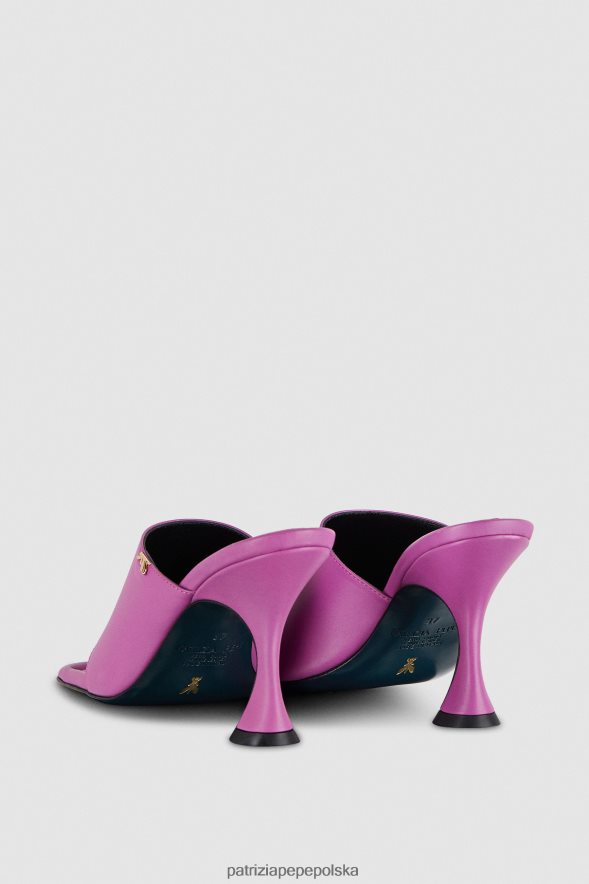 obuwie Patrizia Pepe orchidea fioletowa kobiety Sabotowe kwadratowe skórzane sandały 866488874