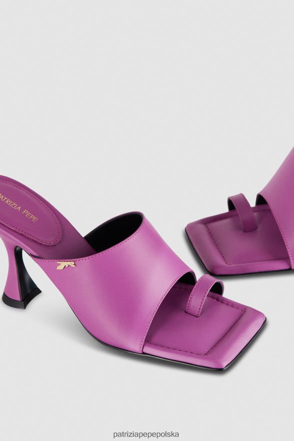 obuwie Patrizia Pepe orchidea fioletowa kobiety Sabotowe kwadratowe skórzane sandały 866488874
