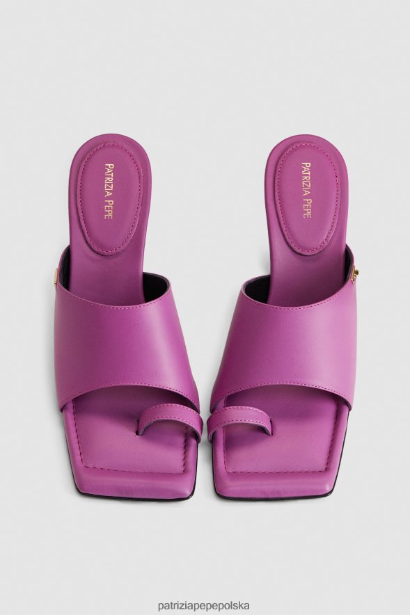 obuwie Patrizia Pepe orchidea fioletowa kobiety Sabotowe kwadratowe skórzane sandały 866488874