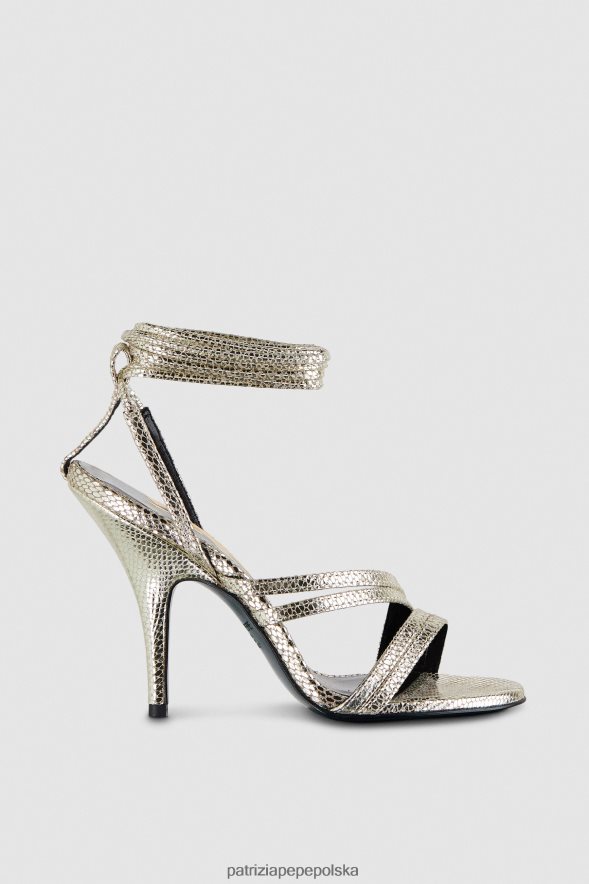 obuwie Patrizia Pepe platyna kobiety sandały na obcasie 866488831