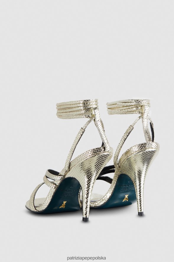 obuwie Patrizia Pepe platyna kobiety sandały na obcasie 866488831