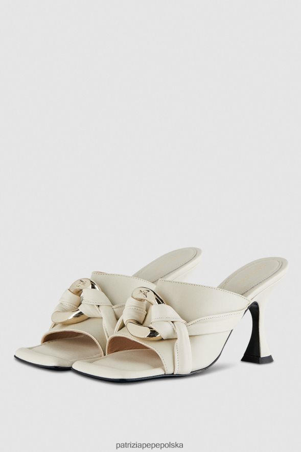 obuwie Patrizia Pepe złamana biel kobiety Sabotowe kwadratowe sandały 866488873