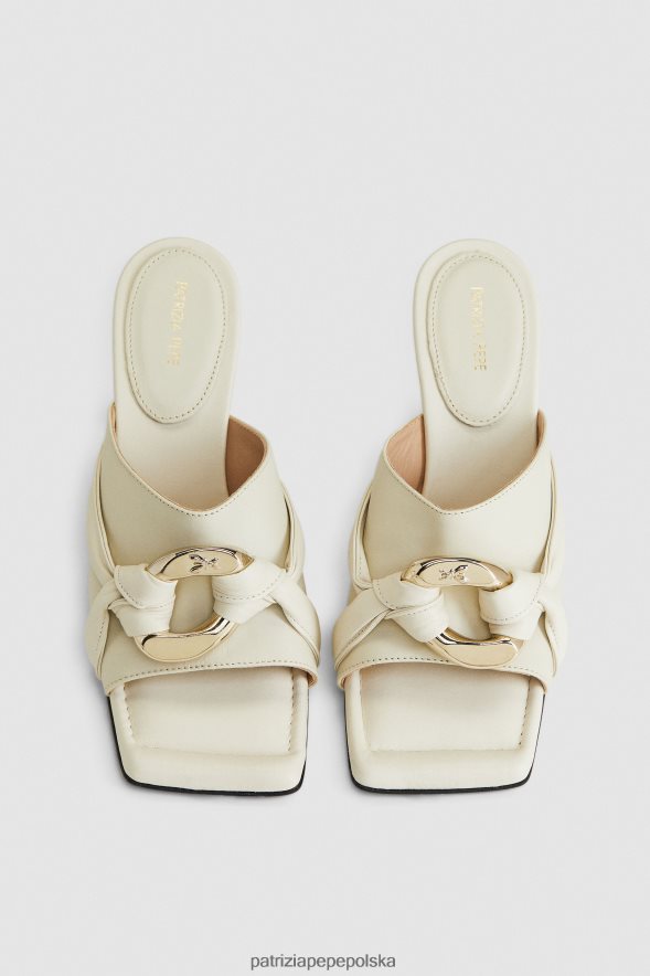 obuwie Patrizia Pepe złamana biel kobiety Sabotowe kwadratowe sandały 866488873