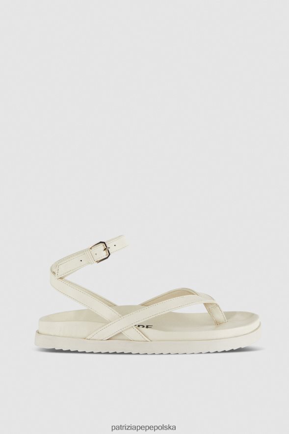 obuwie Patrizia Pepe złamana biel kobiety klapki zapinane na kostkę 866488829