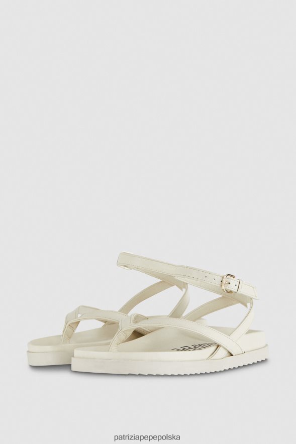 obuwie Patrizia Pepe złamana biel kobiety klapki zapinane na kostkę 866488829