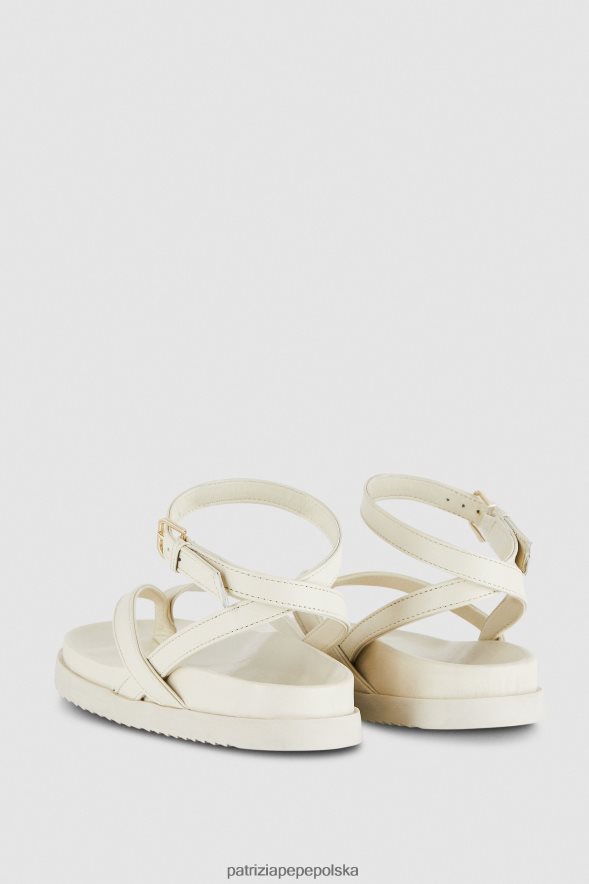 obuwie Patrizia Pepe złamana biel kobiety klapki zapinane na kostkę 866488829