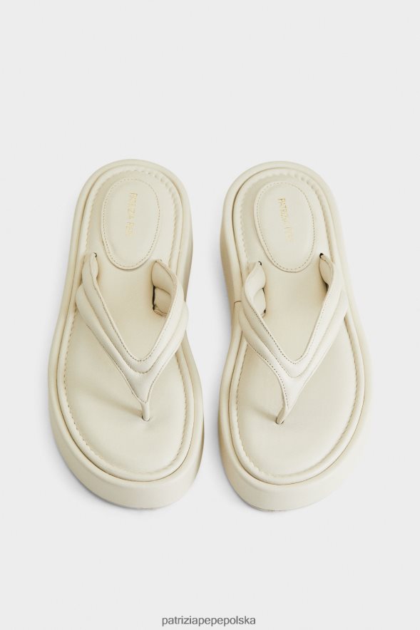 obuwie Patrizia Pepe złamana biel kobiety sandały z klapkami 866488859