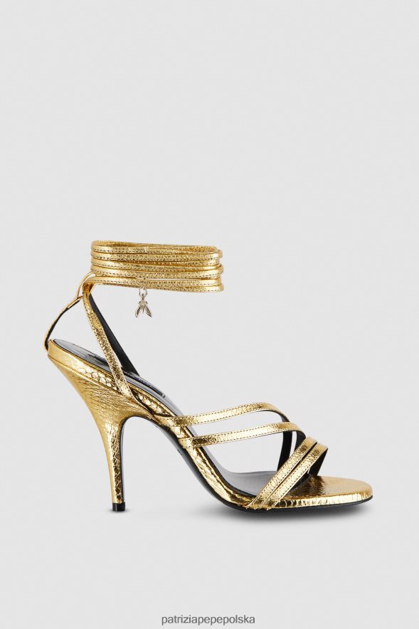 obuwie Patrizia Pepe złota Gwiazda kobiety sandały na obcasie 866488881