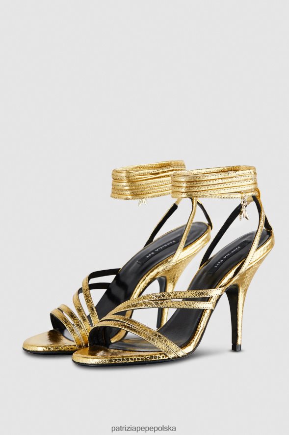 obuwie Patrizia Pepe złota Gwiazda kobiety sandały na obcasie 866488881