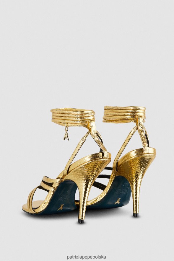 obuwie Patrizia Pepe złota Gwiazda kobiety sandały na obcasie 866488881