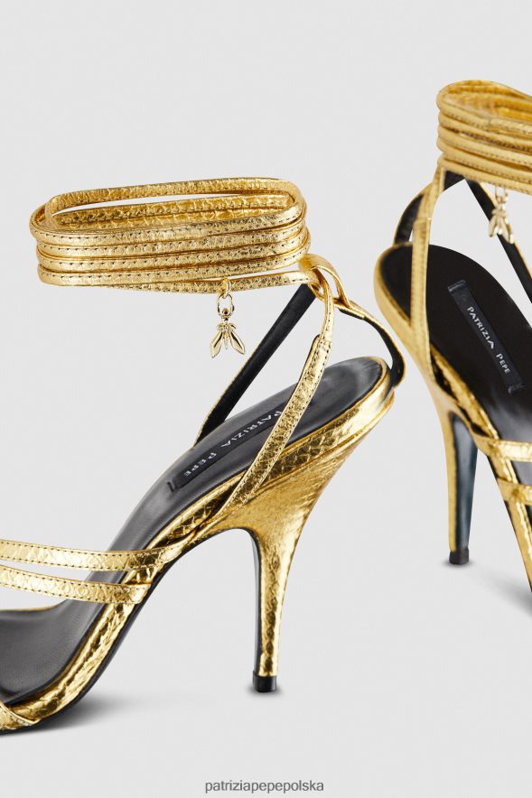 obuwie Patrizia Pepe złota Gwiazda kobiety sandały na obcasie 866488881