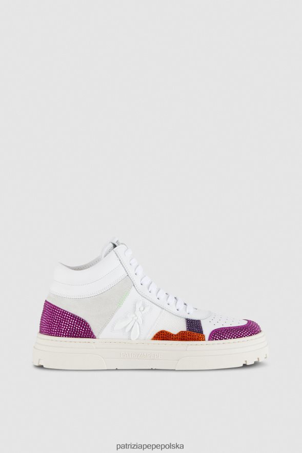 obuwie Patrizia Pepe Stras biały i fuksja kobiety trampki z dżetów 866488863