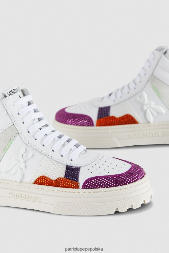 obuwie Patrizia Pepe Stras biały i fuksja kobiety trampki z dżetów 866488863