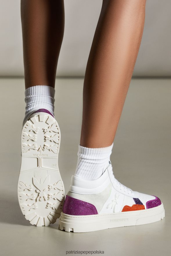 obuwie Patrizia Pepe Stras biały i fuksja kobiety trampki z dżetów 866488863