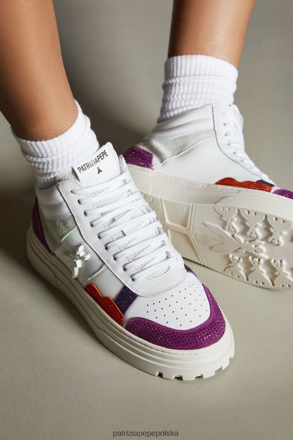 obuwie Patrizia Pepe Stras biały i fuksja kobiety trampki z dżetów 866488863