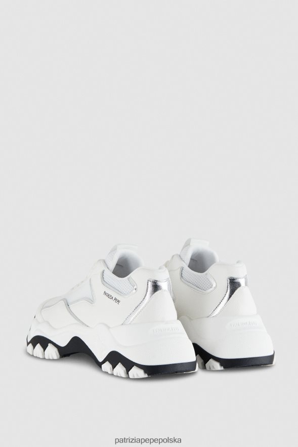 obuwie Patrizia Pepe białe srebro kobiety Trampki z materiału pepe 866488883