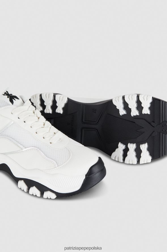 obuwie Patrizia Pepe białe srebro kobiety Trampki z materiału pepe 866488883