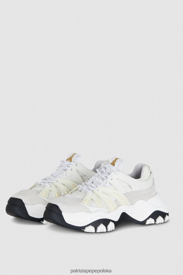 obuwie Patrizia Pepe biało-czarny kobiety tenisówki do biegania 866488864
