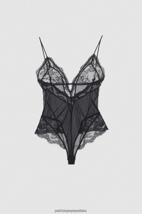 strój Patrizia Pepe Nero kobiety Body z tiulu i koronki 866488589