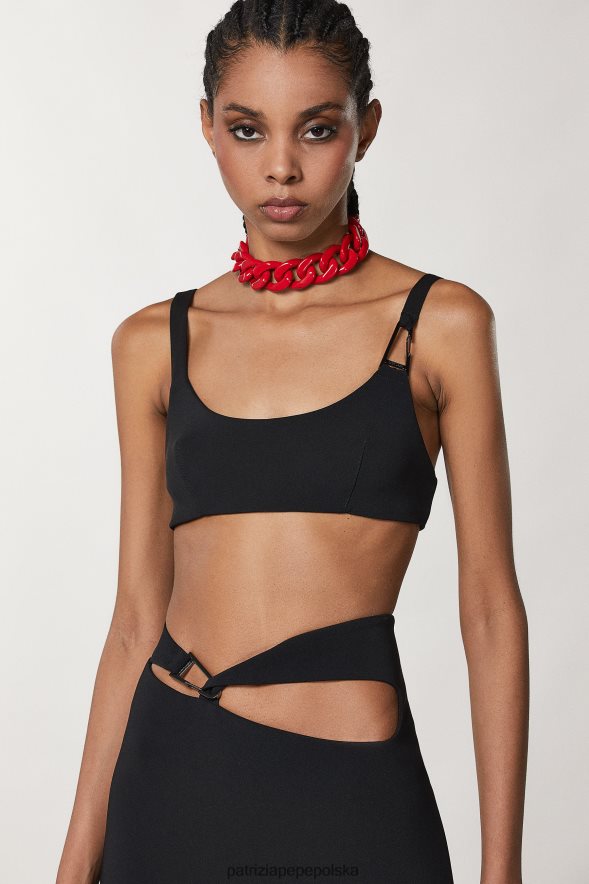 strój Patrizia Pepe Nero kobiety cienki biustonosz z krepy 86648815