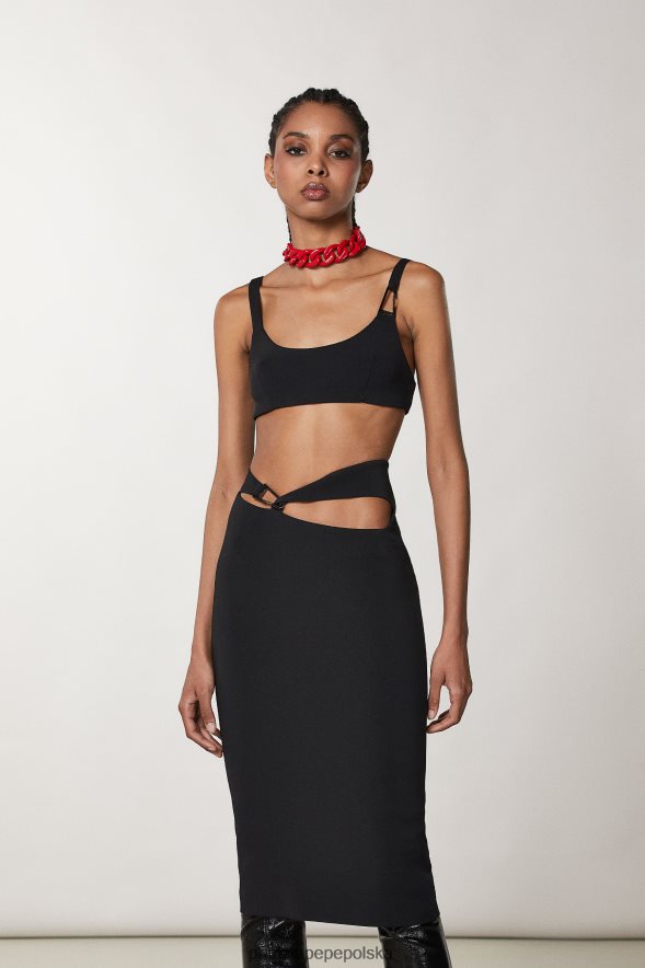strój Patrizia Pepe Nero kobiety cienki biustonosz z krepy 86648815