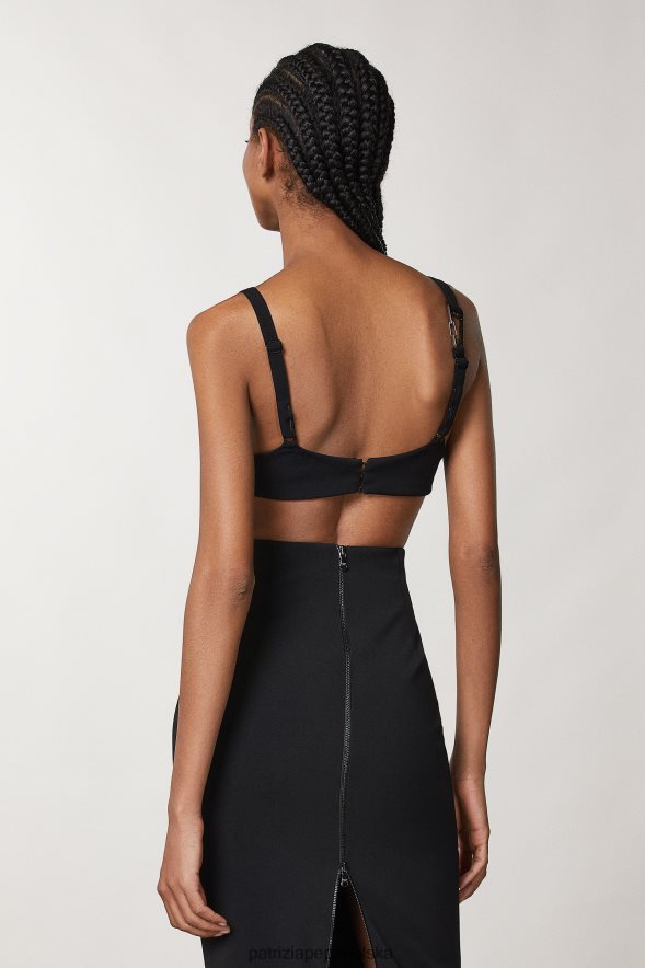 strój Patrizia Pepe Nero kobiety cienki biustonosz z krepy 86648815