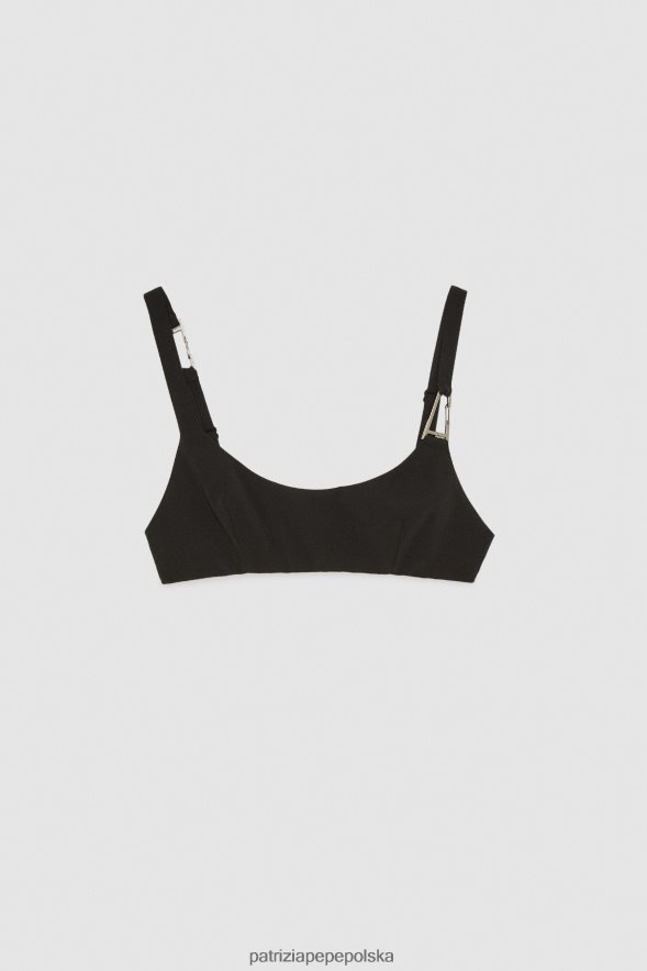 strój Patrizia Pepe Nero kobiety cienki biustonosz z krepy 86648815