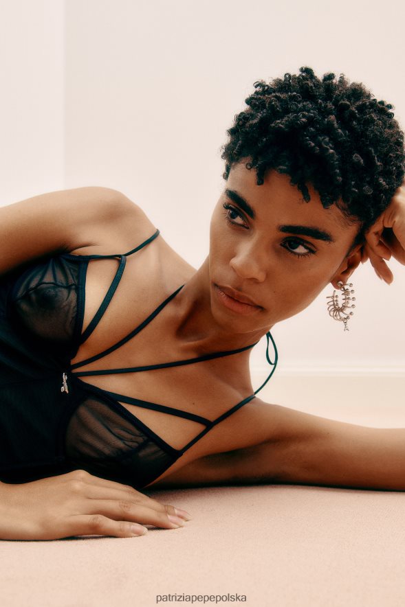 strój Patrizia Pepe Nero kobiety tiulowy bralette 866488288